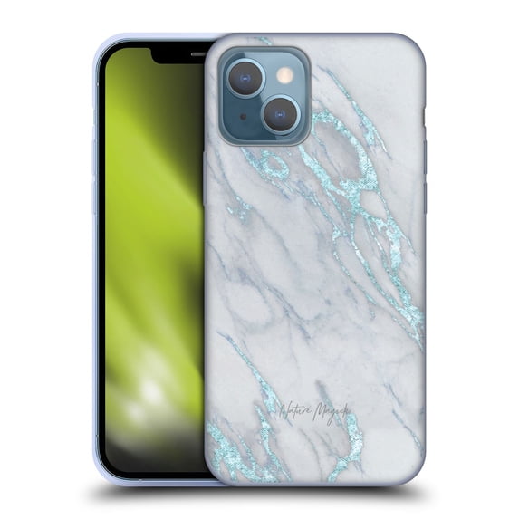 Head Case Designs Officially Licensed Nature Magick Marble Metallics Blue Soft Gel Case Compatible with Apple iPhone 13