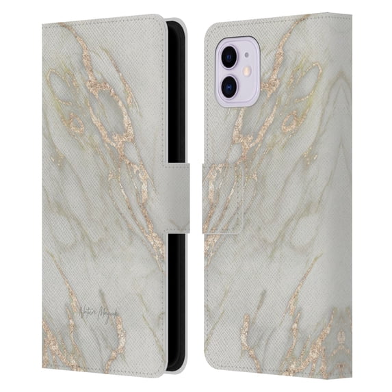 Head Case Designs Officially Licensed Nature Magick Marble Metallics Gold Leather Book Wallet Case Cover Compatible with Apple iPhone 11