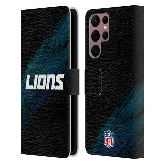 Head Case Designs NFL Detroit Lions Logo Blur Leather Book Wallet Case Cover For Samsung Galaxy S22 Ultra 5G