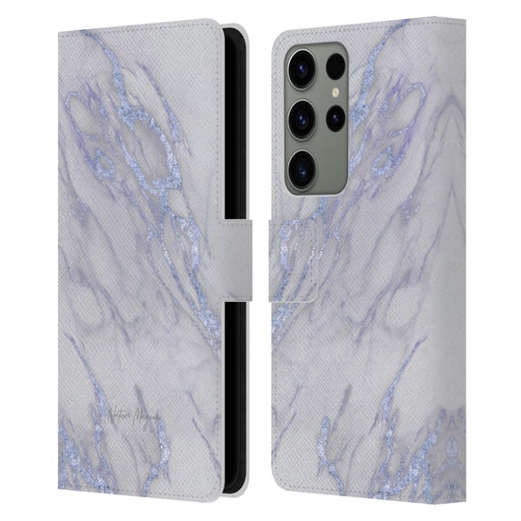 Head Case Designs Officially Licensed Nature Magick Marble Metallics Indigo Leather Book Wallet Case Cover Compatible with Samsung Galaxy S23 Ultra 5G