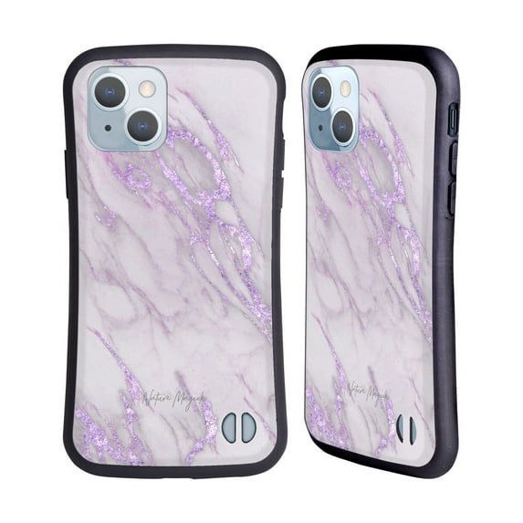 Head Case Designs Officially Licensed Nature Magick Marble Metallics Purple Hybrid Case Compatible with Apple iPhone 14