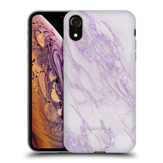 Head Case Designs Officially Licensed Nature Magick Marble Metallics Purple Soft Gel Case Compatible with Apple iPhone XR