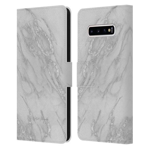 Head Case Designs Officially Licensed Nature Magick Marble Metallics Silver Leather Book Wallet Case Cover Compatible with Samsung Galaxy S10+ / S10 Plus