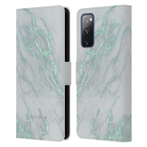 Head Case Designs Officially Licensed Nature Magick Marble Metallics Teal Leather Book Wallet Case Cover Compatible with Samsung Galaxy S20 FE / 5G