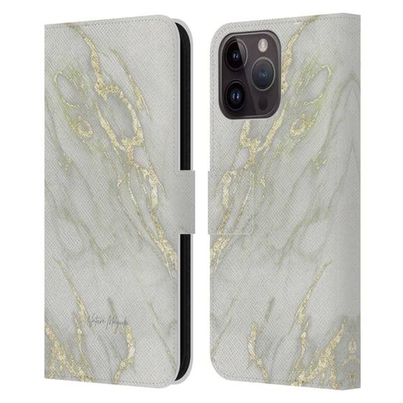 Head Case Designs Officially Licensed Nature Magick Marble Metallics Yellow Leather Book Wallet Case Cover Compatible with Apple iPhone 15 Pro Max