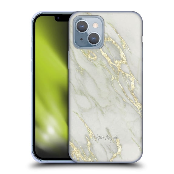 Head Case Designs Officially Licensed Nature Magick Marble Metallics Yellow Soft Gel Case Compatible with Apple iPhone 14