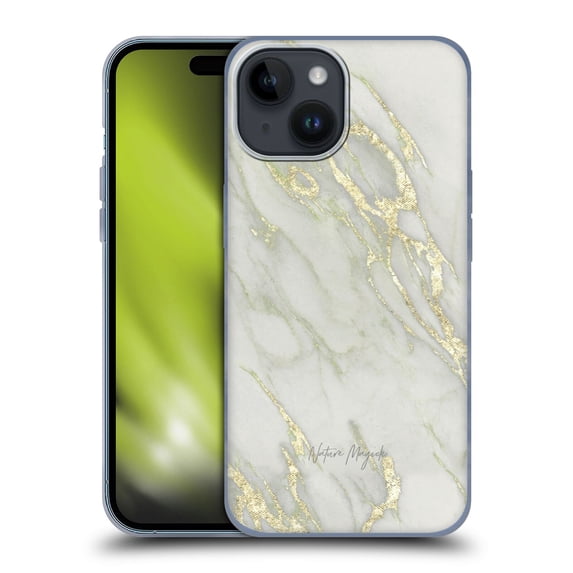 Head Case Designs Officially Licensed Nature Magick Marble Metallics Yellow Soft Gel Case Compatible with Apple iPhone 15