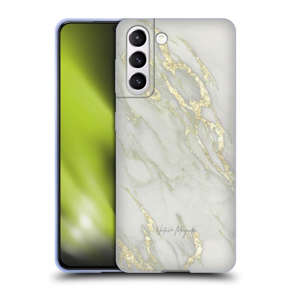 Head Case Designs Officially Licensed Nature Magick Marble Metallics Yellow Soft Gel Case Compatible with Samsung Galaxy S21 5G