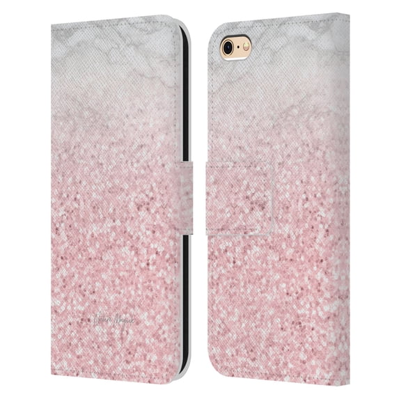 Head Case Designs Officially Licensed Nature Magick Rose Gold Marble Glitter Pink Sparkle 2 Leather Book Wallet Case Cover Compatible with Apple iPhone 6 / iPhone 6s