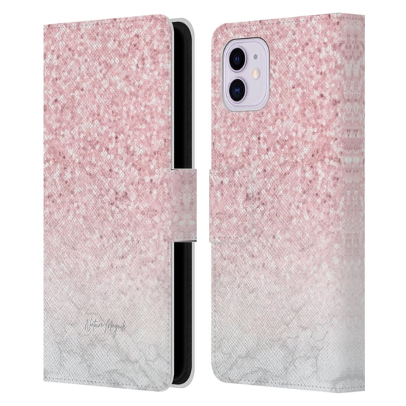 Head Case Designs Officially Licensed Nature Magick Rose Gold Marble Glitter Pink Sparkle Leather Book Wallet Case Cover Compatible with Apple iPhone 11