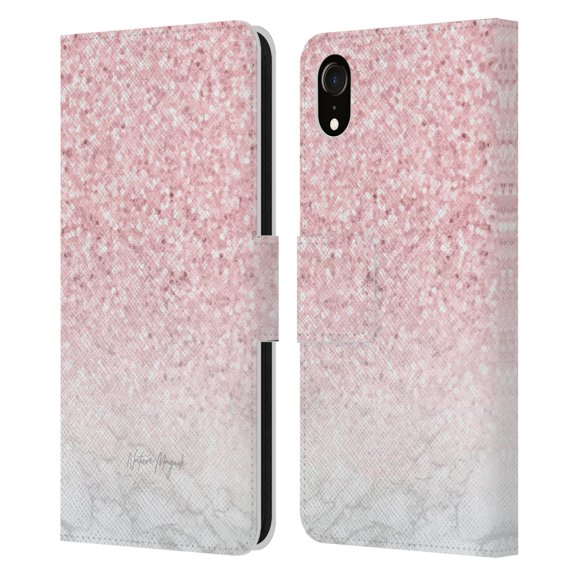 Head Case Designs Officially Licensed Nature Magick Rose Gold Marble Glitter Pink Sparkle Leather Book Wallet Case Cover Compatible with Apple iPhone XR
