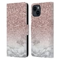 thumbnail image 1 of Head Case Designs Officially Licensed Nature Magick Rose Gold Marble Glitter Sparkling Rose Gold Leather Book Wallet Case Cover Compatible with Apple iPhone 15, 1 of 6