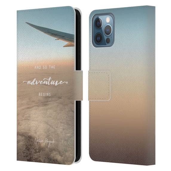 Head Case Designs Officially Licensed Nature Magick So The Adventure Begins Quote Airplane Leather Book Wallet Case Cover Compatible with Apple iPhone 12 / iPhone 12 Pro