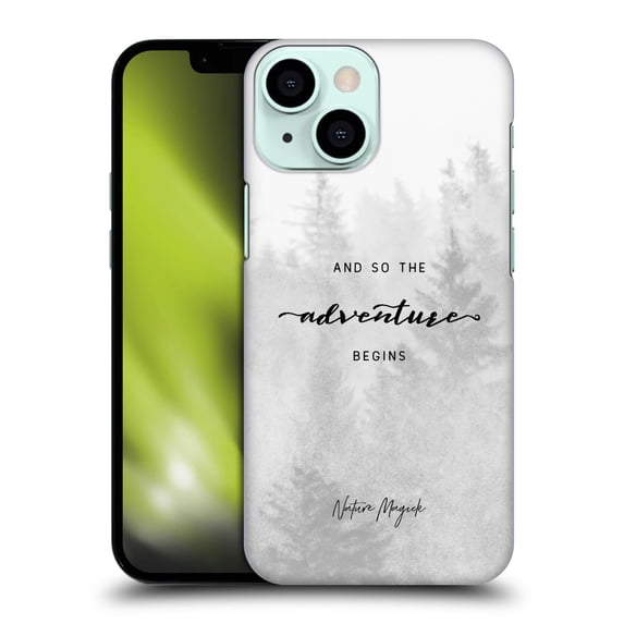 Head Case Designs Officially Licensed Nature Magick So The Adventure Begins Quote Black And White Forest Hard Back Case Compatible with Apple iPhone 13 Mini
