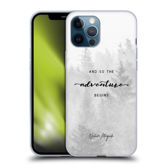 Head Case Designs Officially Licensed Nature Magick So The Adventure Begins Quote Black And White Forest Soft Gel Case Compatible with Apple iPhone 12 Pro Max