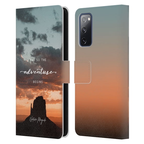 Head Case Designs Officially Licensed Nature Magick So The Adventure Begins Quote Desert Leather Book Wallet Case Cover Compatible with Samsung Galaxy S20 FE / 5G