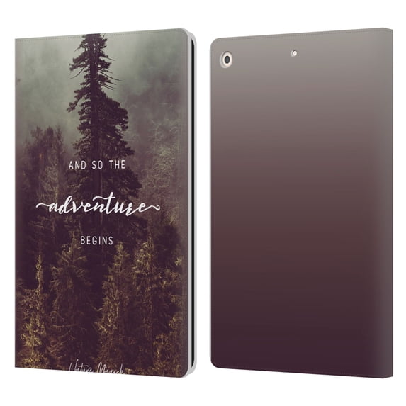 Head Case Designs Officially Licensed Nature Magick So The Adventure Begins Quote Forest Leather Book Wallet Case Cover Compatible with Apple iPad 10.2 2019/2020/2021