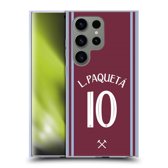 Head Case Designs Officially Licensed West Ham United FC 2024/25 Players Home Kit Lucas Paquetá Soft Gel Case Compatible with Samsung Galaxy S24 Ultra 5G