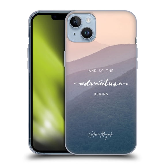 Head Case Designs Officially Licensed Nature Magick So The Adventure Begins Quote Mountains Soft Gel Case Compatible with Apple iPhone 14 Plus