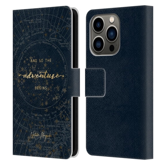 Head Case Designs Officially Licensed Nature Magick So The Adventure Begins Quote Star Map Leather Book Wallet Case Cover Compatible with Apple iPhone 14 Pro
