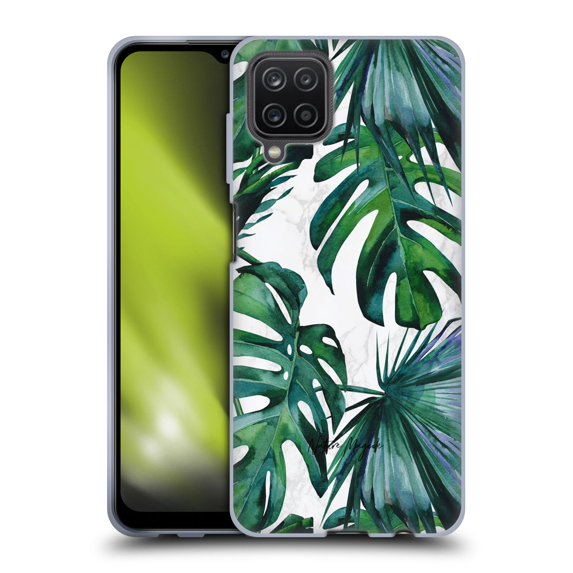 Head Case Designs Officially Licensed Nature Magick Tropical Palm Leaves On Marble Green Tropics Soft Gel Case Compatible with Samsung Galaxy A12 (2020)