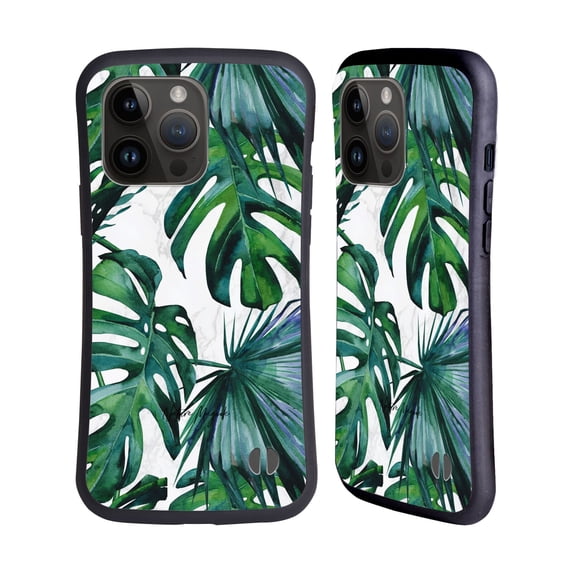 Head Case Designs Officially Licensed Nature Magick Tropical Palm Leaves On Marble Green Tropics Hybrid Case Compatible with Apple iPhone 15 Pro Max
