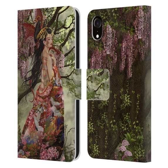 Head Case Designs Officially Licensed Nene Thomas Deep Forest Asian Silk Leather Book Wallet Case Cover Compatible with Apple iPhone XR