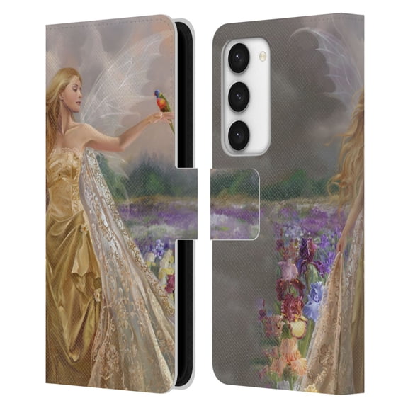 Head Case Designs Officially Licensed Nene Thomas Deep Forest Gold Angel Fairy with Bird Leather Book Wallet Case Cover Compatible with Samsung Galaxy S23 5G