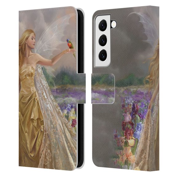 Head Case Designs Officially Licensed Nene Thomas Deep Forest Gold Angel Fairy with Bird Leather Book Wallet Case Cover Compatible with Samsung Galaxy S22 5G