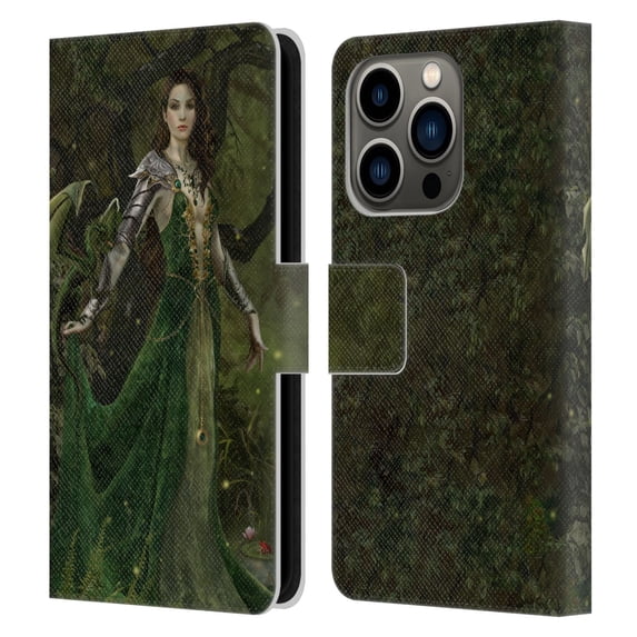 Head Case Designs Officially Licensed Nene Thomas Deep Forest Green Dragon Witch Of Fate Leather Book Wallet Case Cover Compatible with Apple iPhone 14 Pro