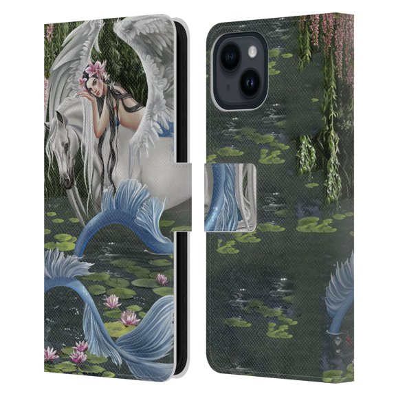 Head Case Designs Officially Licensed Nene Thomas Deep Forest Still Waters Mermaid & Pegasus Leather Book Wallet Case Cover Compatible with Apple iPhone 15