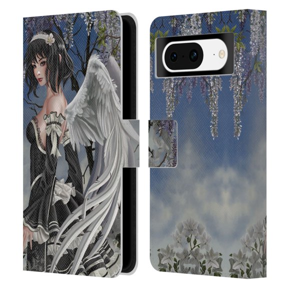 Head Case Designs Officially Licensed Nene Thomas Gothic Angel And Flowers Anime Fairy Leather Book Wallet Case Cover Compatible with Google Pixel 8