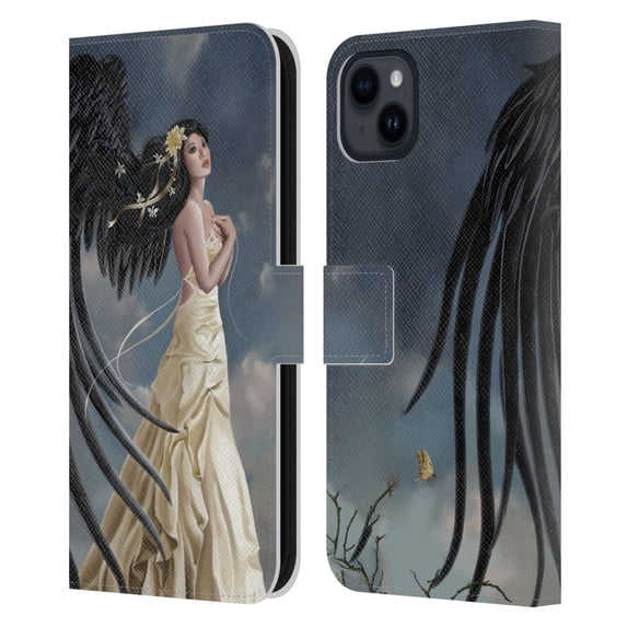Head Case Designs Officially Licensed Nene Thomas Gothic Citrine Chrysanthemum Angel Leather Book Wallet Case Cover Compatible with Apple iPhone 15 Plus