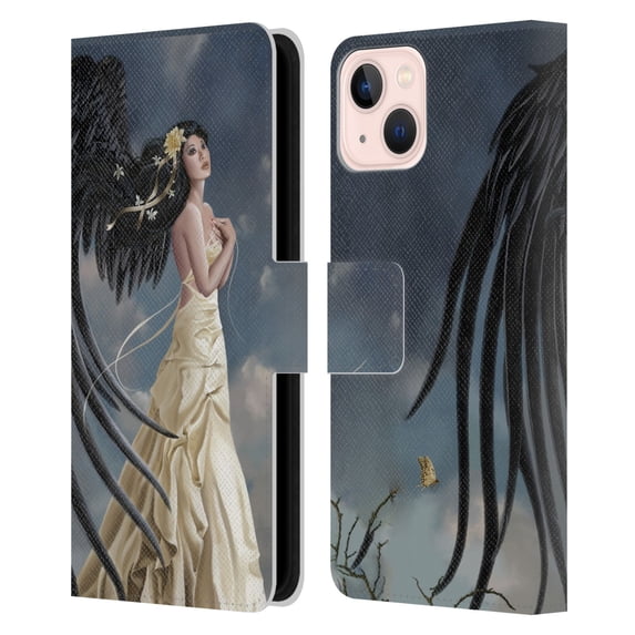 Head Case Designs Officially Licensed Nene Thomas Gothic Citrine Chrysanthemum Angel Leather Book Wallet Case Cover Compatible with Apple iPhone 13
