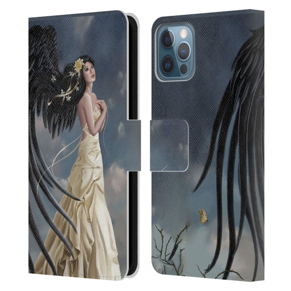 Head Case Designs Officially Licensed Nene Thomas Gothic Citrine Chrysanthemum Angel Leather Book Wallet Case Cover Compatible with Apple iPhone 12 / iPhone 12 Pro