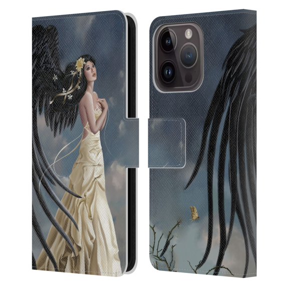 Head Case Designs Officially Licensed Nene Thomas Gothic Citrine Chrysanthemum Angel Leather Book Wallet Case Cover Compatible with Apple iPhone 15 Pro