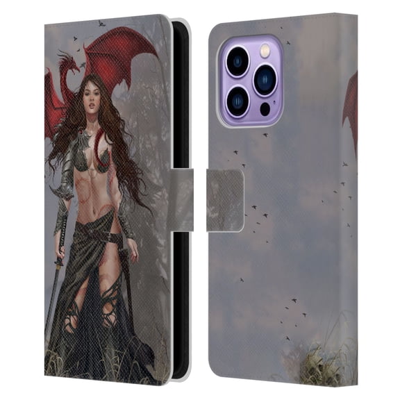 Head Case Designs Officially Licensed Nene Thomas Gothic Dragon Witch Warrior Sword Leather Book Wallet Case Cover Compatible with Apple iPhone 14 Pro Max