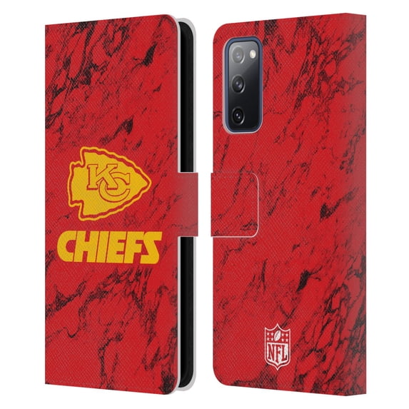 Head Case Designs NFL Kansas City Chiefs Graphics Coloured Marble Leather Book Wallet Case Cover For Samsung Galaxy S20 FE / 5G