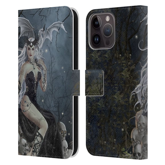 Head Case Designs Officially Licensed Nene Thomas Gothic Mad Queen Of Skulls Dragon Leather Book Wallet Case Cover Compatible with Apple iPhone 15 Pro Max