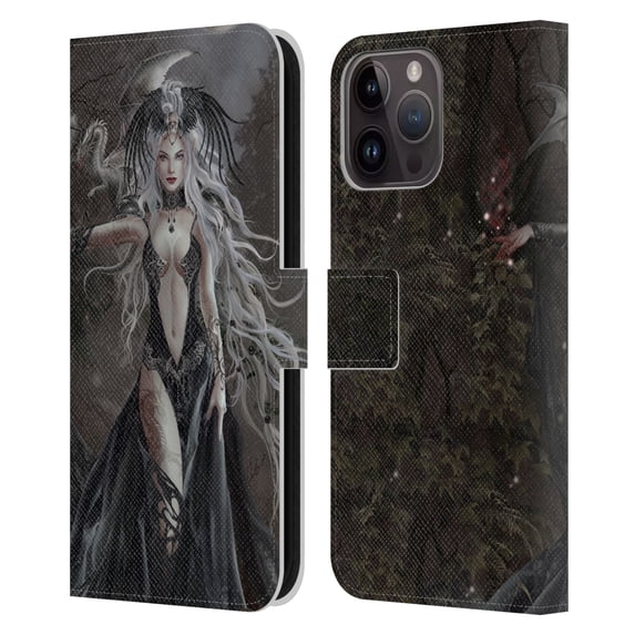 Head Case Designs Officially Licensed Nene Thomas Gothic Skull Queen Of Havoc Dragon Leather Book Wallet Case Cover Compatible with Apple iPhone 15 Pro Max