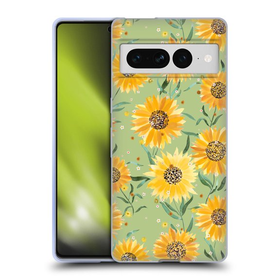 Head Case Designs Officially Licensed Ninola Floral Art Sunflowers Green Soft Gel Case Compatible with Google Pixel 7 Pro