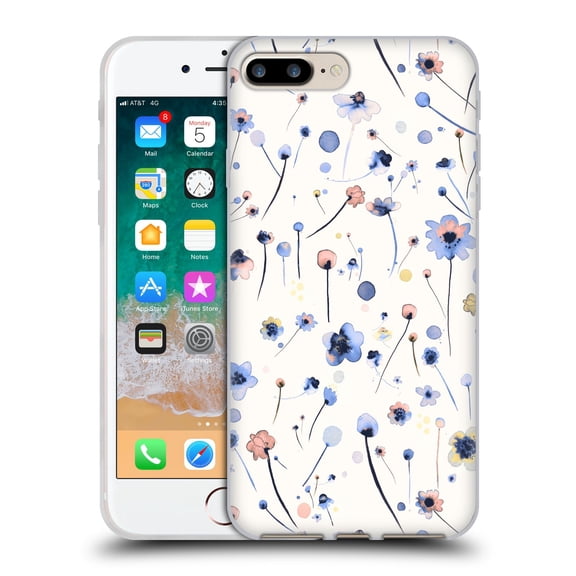 Head Case Designs Officially Licensed Ninola Floral Blue Soft Soft Gel Case Compatible with Apple iPhone 7 Plus / iPhone 8 Plus