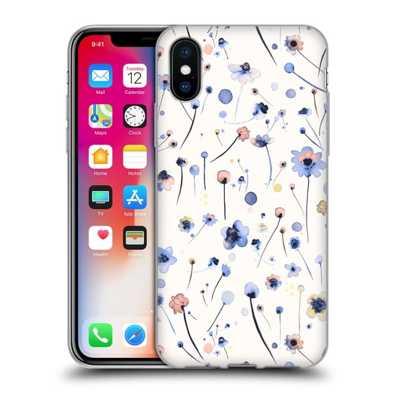 Head Case Designs Officially Licensed Ninola Floral Blue Soft Soft Gel Case Compatible with Apple iPhone X / iPhone XS