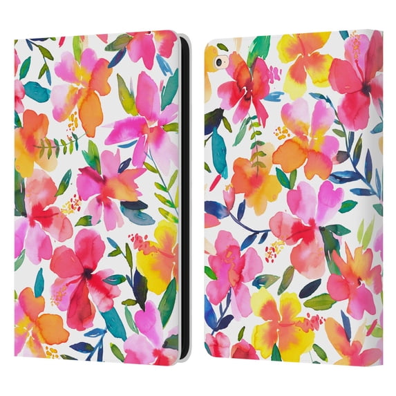 Head Case Designs Officially Licensed Ninola Floral Hibiscus Leather Book Wallet Case Cover Compatible with Apple iPad Air 2 (2014)