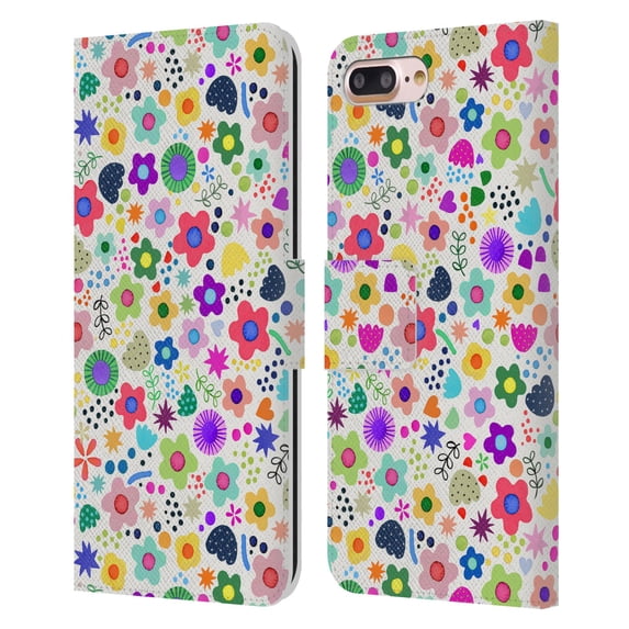 Head Case Designs Officially Licensed Ninola Garden Psychedelic Flowers Leather Book Wallet Case Cover Compatible with Apple iPhone 7 Plus / iPhone 8 Plus