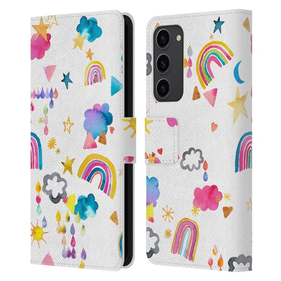 Head Case Designs Officially Licensed Ninola Watercolor Patterns Sky Kids Fantasy Leather Book Wallet Case Cover Compatible with Samsung Galaxy S23+ 5G