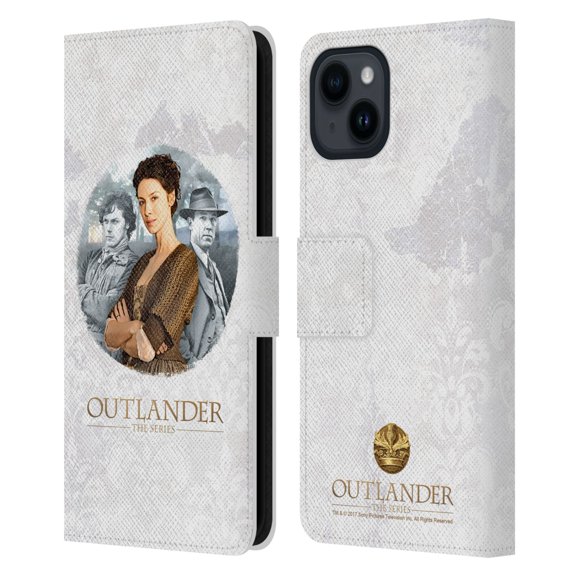 Head Case Designs Officially Licensed Outlander Portraits Claire, Jamie & Frank Leather Book Wallet Case Cover Compatible with Apple iPhone 15