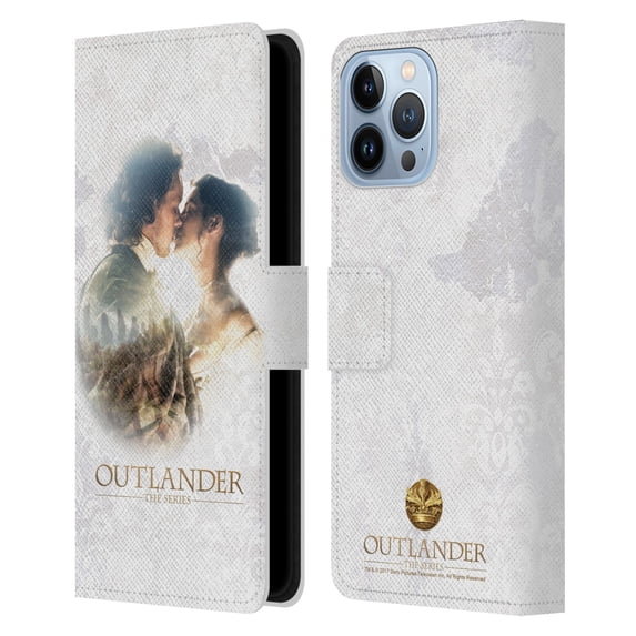 Head Case Designs Officially Licensed Outlander Portraits Claire & Jamie Kiss Leather Book Wallet Case Cover Compatible with Apple iPhone 13 Pro Max