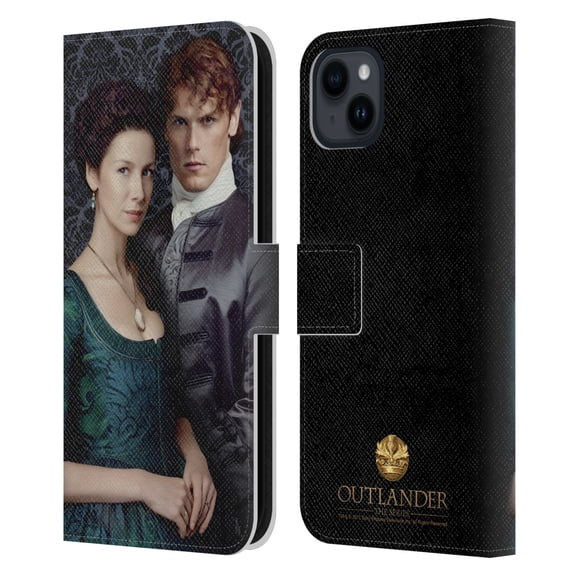 Head Case Designs Officially Licensed Outlander Portraits Claire & Jamie Leather Book Wallet Case Cover Compatible with Apple iPhone 15 Plus