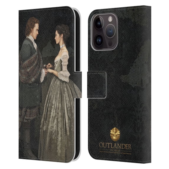 Head Case Designs Officially Licensed Outlander Portraits Claire & Jamie Painting Leather Book Wallet Case Cover Compatible with Apple iPhone 15 Pro Max